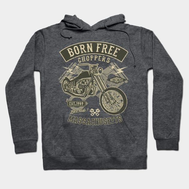 Born Free Choppers Let’s Ride Massachusetts Hoodie by JakeRhodes